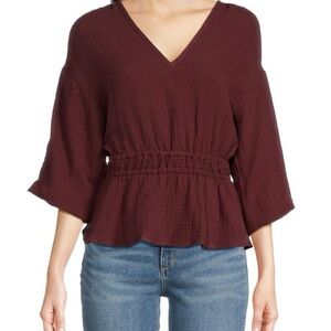 Joe's Jeans Deep Wine Gauze Blouse